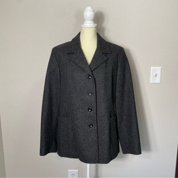 Izzi Collections Charcoal Gray 100% Wool Pea Coat Women's Size Large - Picture 13 of 16